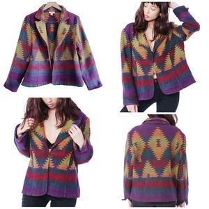 Vintage Coldwater Creek Southwestern Aztec Print Blazer Jacket